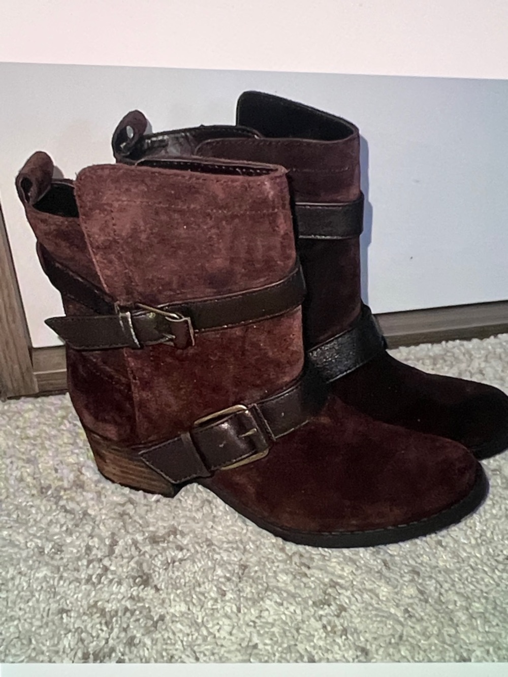 Brown Suede KAI moto style Boots - Picture 3 of 8